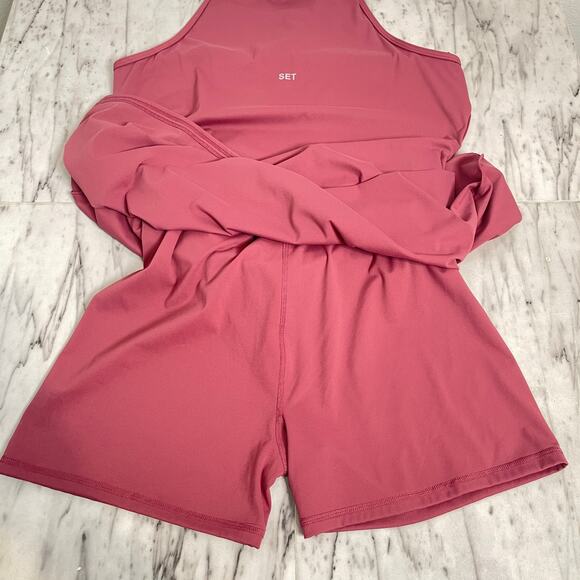 SET Active Sportbody XL Mauve Pink Racerback Flare Active Dress Built-In Shorts - Picture 9 of 13